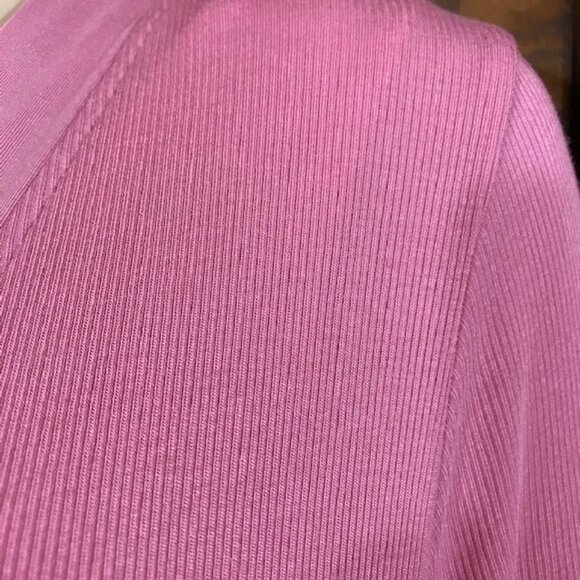NWOT Cuddl Duds Pink Ribbed Knit High Slit Open Front Duster Cardigan - Picture 9 of 11